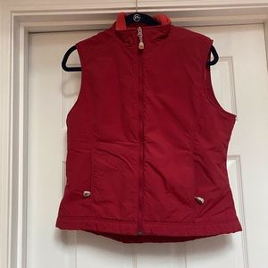 LL Bean Red Fleece Lined Puffer Vest Medium EUC